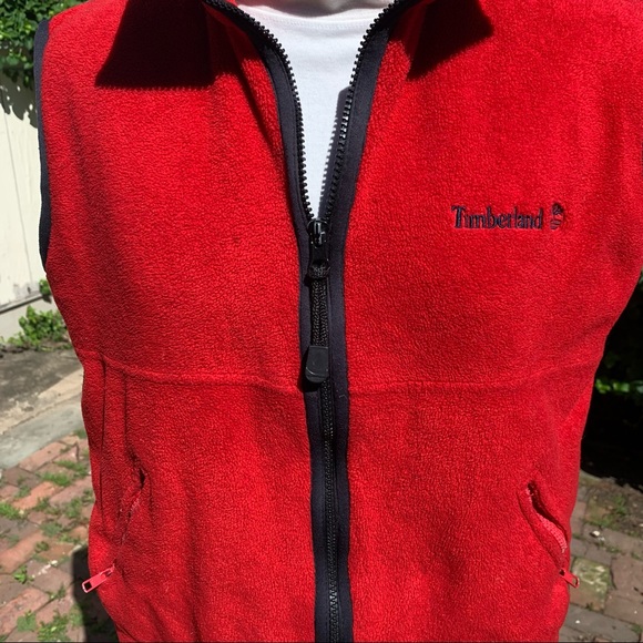 Women’s Red Timberland Fleece Vest - Picture 2 of 5